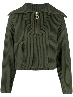 Patou ribbed-knit zip-up jumper - Green