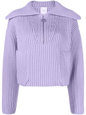 Patou ribbed-knit zip-up jumper - Purple