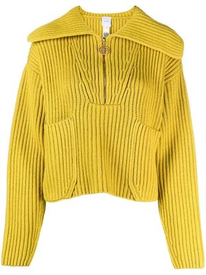 Patou ribbed-knit zip-up jumper - Yellow