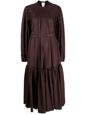 Patou ruffled cotton midi dress - Brown