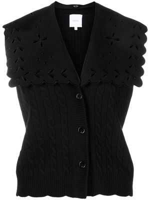 Patou scallop-collar buttoned vest - Black