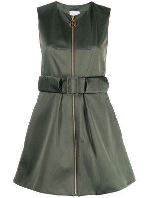 Patou sleeveless zip belted mini dress - Green