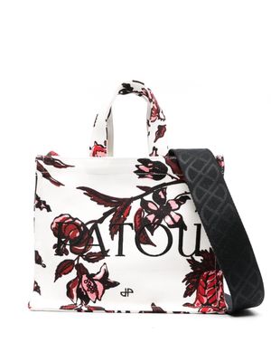 Patou small floral-print tote bag - White