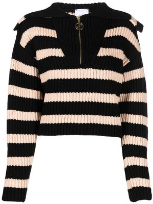 Patou spread-collar striped jumper - Black