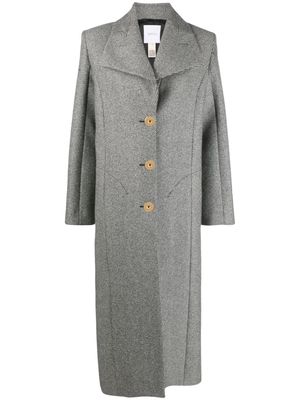 Patou stripe-pattern virgin wool coat - Black