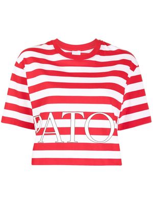 Patou striped cropped T-shirt - Red
