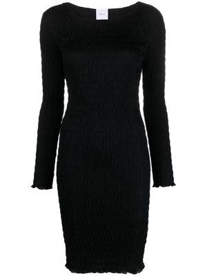 Patou textured-finish long-sleeve dress - Black