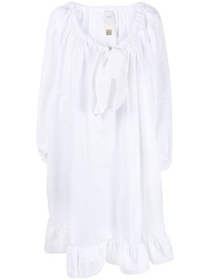 Patou tie-neck peplum dress - White