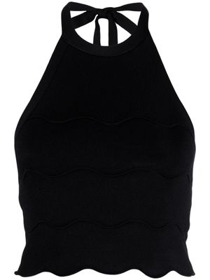 Patou Wave Milano-knit halterneck top - Black