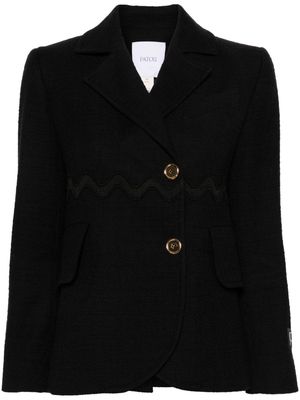 Patou wave-trim tweed jacket - Black