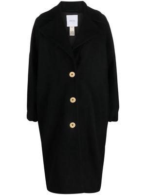 Patou wool-blend button-front coat - Black