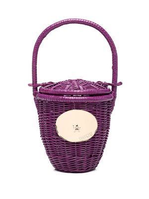 Patou woven wicker bucket bag - Purple