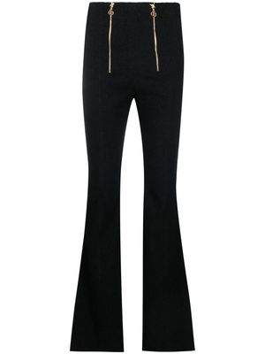 Patou zip-detail tweed flared trousers - Black