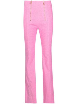 Patou zip-detail tweed flared trousers - Pink