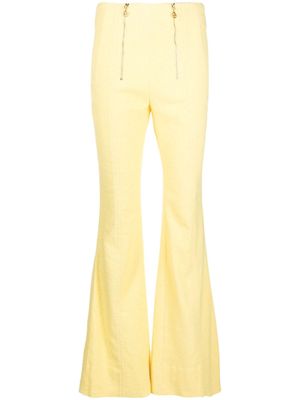 Patou zip-detail tweed flared trousers - Yellow