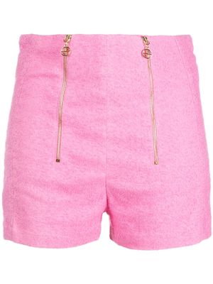 Patou zip-detail tweed shorts - Pink