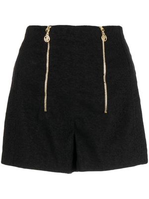 Patou zip-front high-waisted shorts - Black