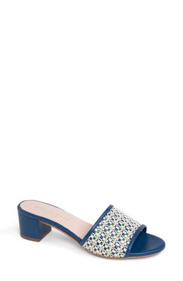 patricia green Harper Raffia Slide Sandal in Navy 