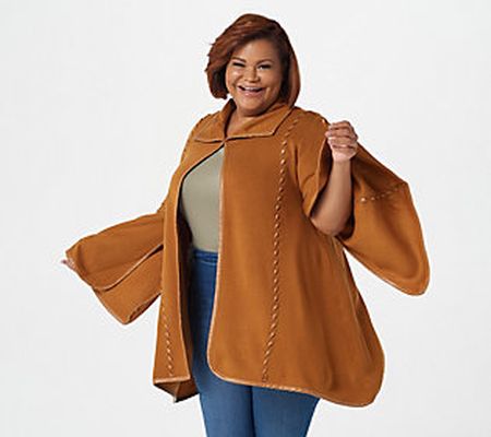 Patricia Nash Knit Cape with Whip Stitching Detail