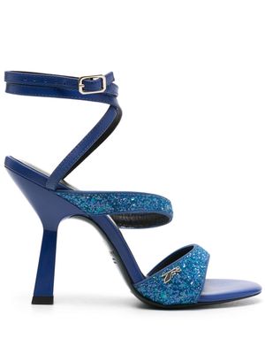 Patrizia Pepe 100mm glittered leather sandals - Blue