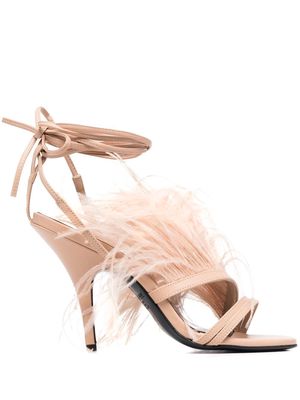 Patrizia Pepe 110mm feather-detail sandals - Pink