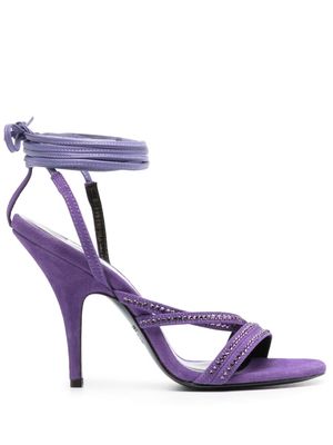 Patrizia Pepe 120 mm rhinestone-embellished suede sandals - Purple