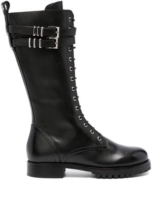 Patrizia Pepe 30mm lace-up leather boots - Black