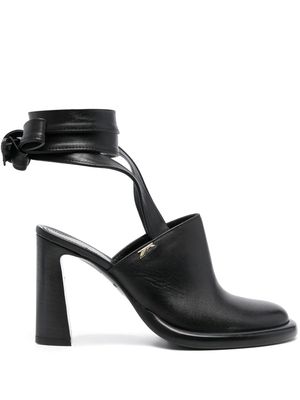 Patrizia Pepe 95mm tied-ankles leather mules - Black