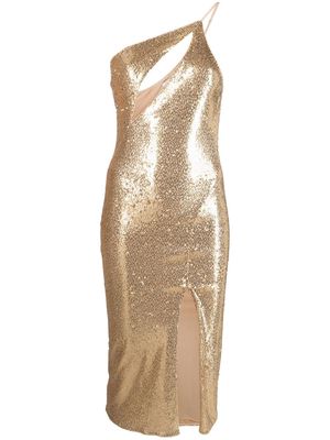Patrizia Pepe Abito monospalla in paillettes dress - Gold