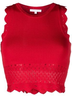 Patrizia Pepe bee-plaque pointelle tank top - Red