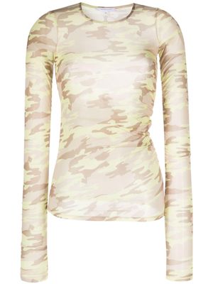 Patrizia Pepe camouflage-print bee-motif jersey top - Neutrals