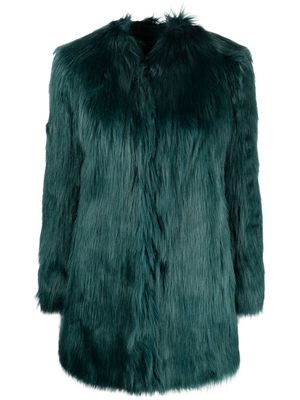 Patrizia Pepe collarless fitted faux-fur coat - Green