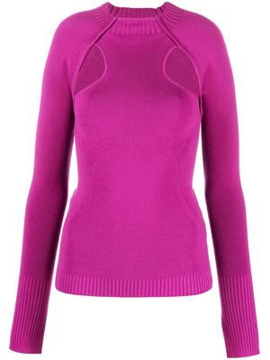 Patrizia Pepe cut-out long-sleeved knitted top - Purple
