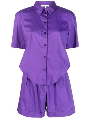 Patrizia Pepe cut-out shirt playsuit - Purple