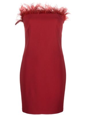 Patrizia Pepe feather-trim strapless minidress - Red