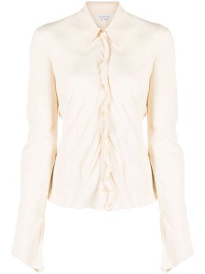 Patrizia Pepe flared detailed crepe blouse - Neutrals