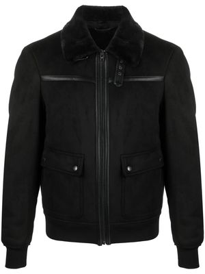 Patrizia Pepe fleece-collar zip-up jacket - Black