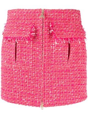 Patrizia Pepe frayed-detail tweed miniskirt - Pink