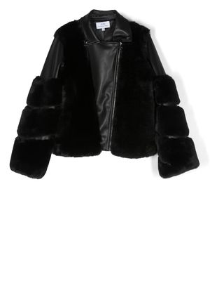 Patrizia Pepe girl coated-fabric biker-style jacket - Black