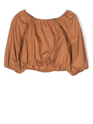 Patrizia Pepe girl cropped pleated blouse - Brown
