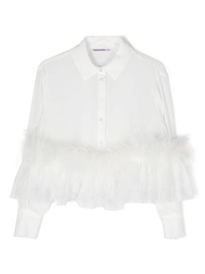 Patrizia Pepe girl feather-detailing long-sleeve shirt - White