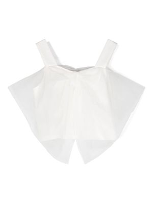 Patrizia Pepe girl knotted tulle crop top - White