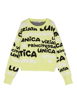 Patrizia Pepe girl logo intarsia-knit sweatshirt - Yellow