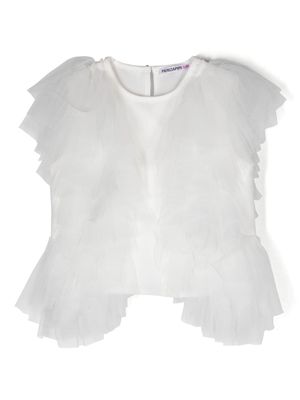 Patrizia Pepe girl ruffled sleeveless blouse - White