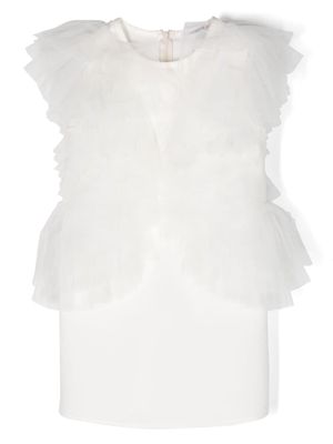 Patrizia Pepe girl ruffled sleeveless dress - White