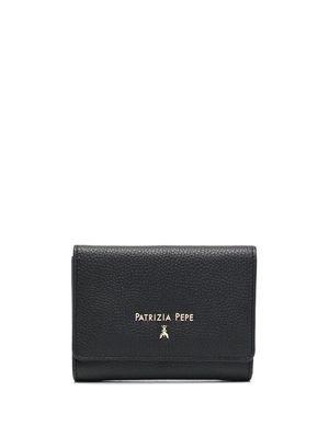 Patrizia Pepe grained-leather logo-print purse - Black