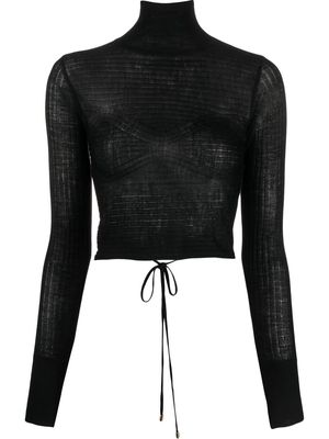Patrizia Pepe high-neck knitted crop top - Black