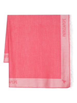 Patrizia Pepe log-jacquard frayed scarf - Pink