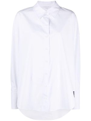 Patrizia Pepe logo-patch pointed-collar cotton shirt - White