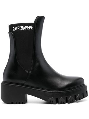 Patrizia Pepe logo-print leather ankle boots - Black